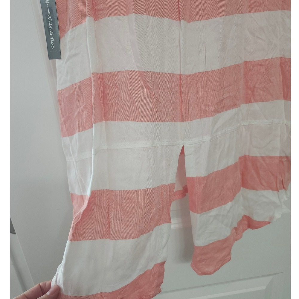 Allie & Rob Coral White Stripe Sleeveless Top Shirt Women's Size Medium M - Picture 7 of 7